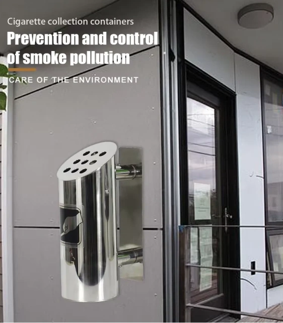 Silver Classic Design Outdoor Public Wall Mounted Stainless Steel Ashtray Factory Metal Ashtray