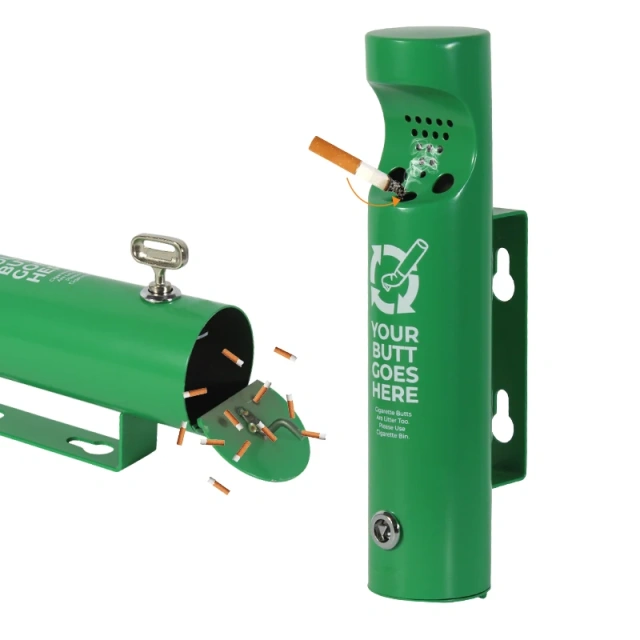 Factory Direct Sales  304 SUS Wall Mounted  Ashtray Outdoor Stainless Steel Windproof Ashtray