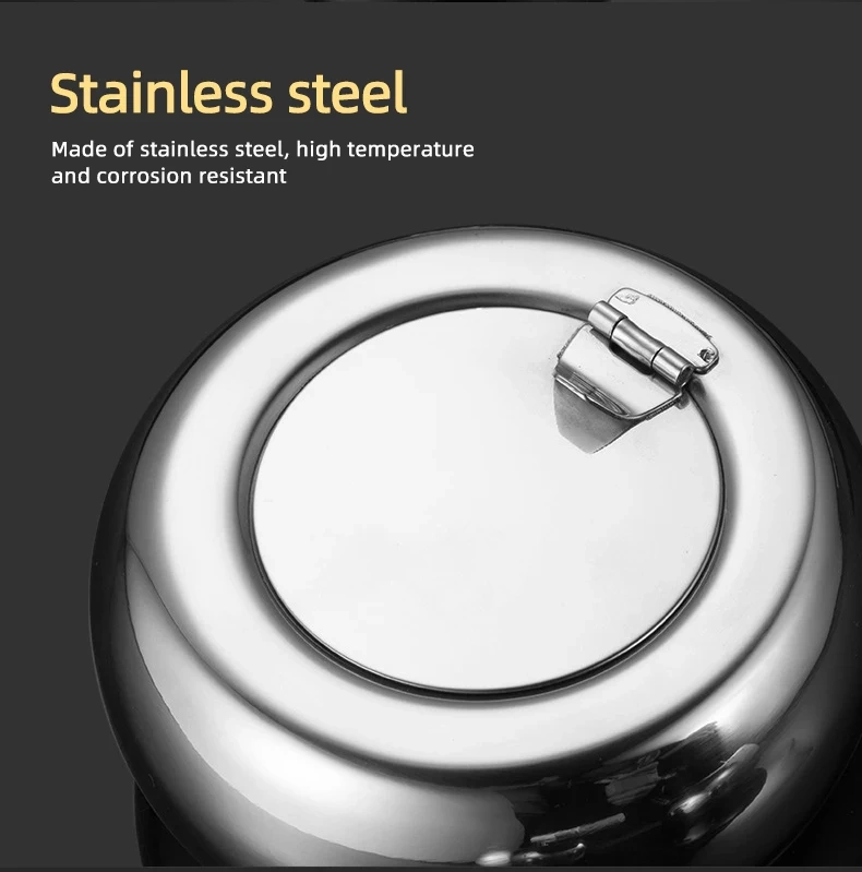 Stainless Steel Cigarette Ashtray Smoking Ash Holder Desktop Smoking Ash Tray for Home Office Decoration- Silver