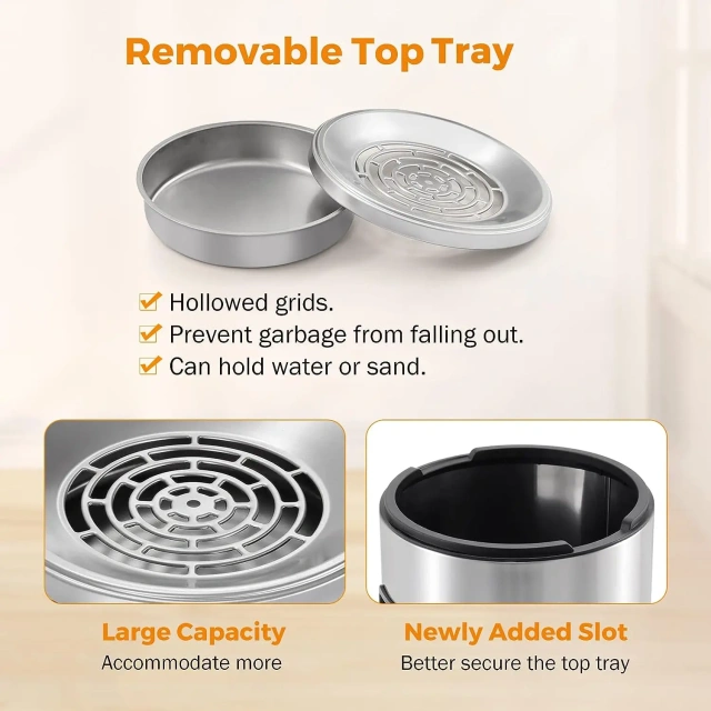 Stainless Steel Outdoor Ashtray with Inside Barrel Industrial Garbage Can Trash Can