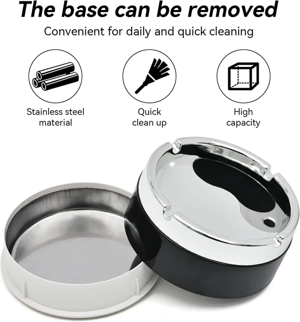 Stainless Steel Desktop Ashtray with Cover and Column Ashtray