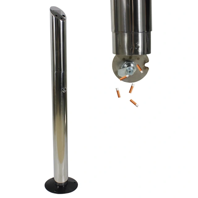 热销批发304不锈钢立式烟灰缸全新设计带锁烟灰缸适用于室内外