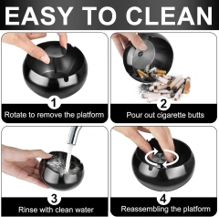 Stainless Steel Ashtray Smokeless Smell Proof Windproof Ashtray Tabletop Ashtrays