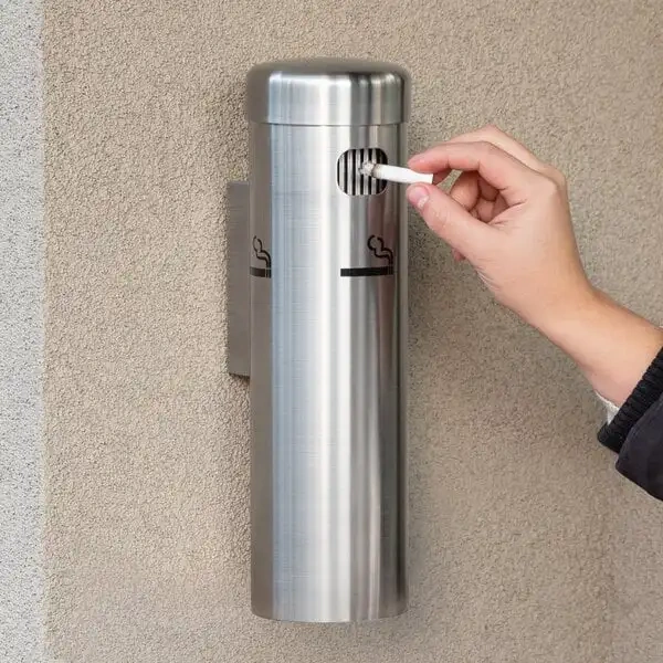 Silver Classic Design Outdoor Public Wall Mounted Stainless Steel Ashtray Factory Metal Ashtray