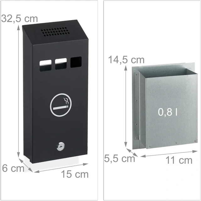 Outdoor Lockable Metal Hanging Ashtray Cigarette Butt Wall Mounted Container