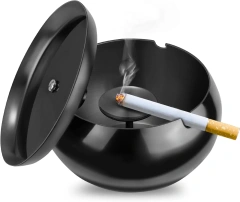 Stainless Steel Ashtray Smokeless Smell Proof Windproof Ashtray Tabletop Ashtrays