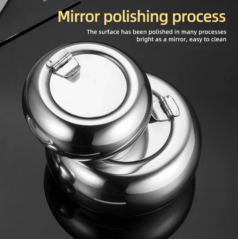 Stainless Steel Cigarette Ashtray Smoking Ash Holder Desktop Smoking Ash Tray for Home Office Decoration- Silver