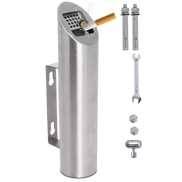 Receptacle Fireproof Wall-Mounted Ashtray Cigarette Butt Disposal Ashtray Bin