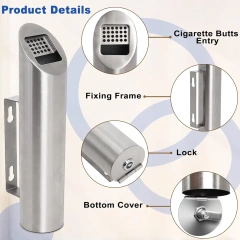 Receptacle Fireproof Wall-Mounted Ashtray Cigarette Butt Disposal Ashtray Bin