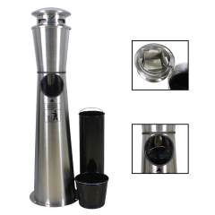 Street Trash Can Metal Dustbin with Standing Ashtray and Rainproof Inner Bin for Waste Management
