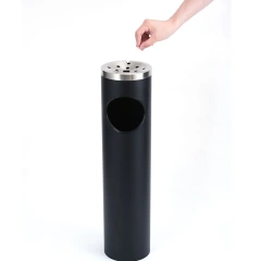 Standing Ashtray Outdoor for Patio Outside Ashtrays for Cigarette Butt Receptacle Disposal Commercial Metal Trash Bin