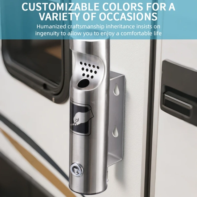 Wall Mounted Ashtrays for Outdoors Ashtray Stainless Steel Wall Ashtray with Lock for Patio, Restaurant, Hotel