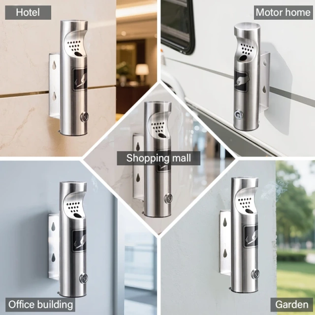 Wall Mounted Ashtrays for Outdoors Ashtray Stainless Steel Wall Ashtray with Lock for Patio, Restaurant, Hotel