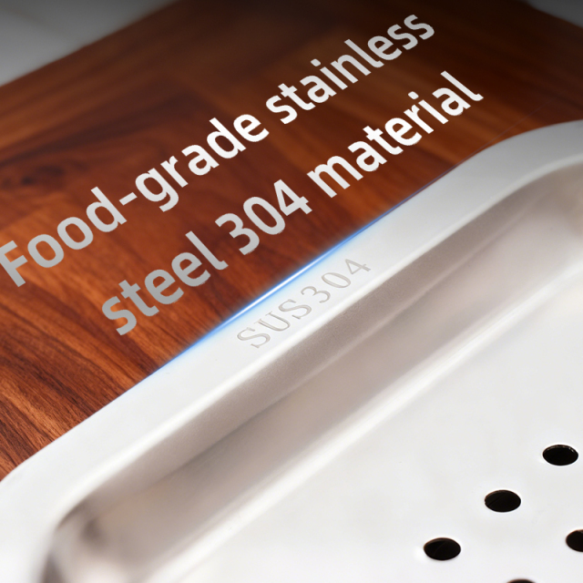 高级双层304不锈钢海鲜和刺身拼盘，带冰格 - 可定制标志