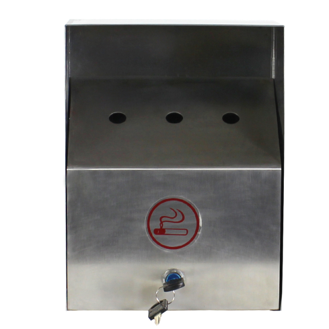 Factory Outdoor Stainless Steel Square Ashtray Receptacle Bin Wall Mounted Metal Cigarette Dust Bin