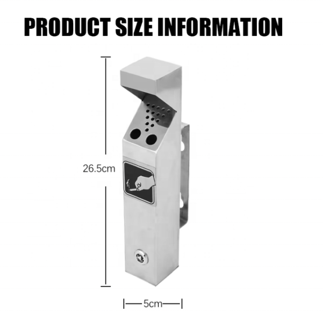 户外0.5升金属双孔壁挂式烟灰缸，优质不锈钢材质，适用于购物中心、艺术中心等场所