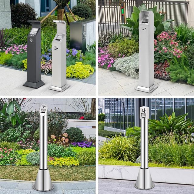Stainless Steel Ashtray Floor Stand Ash Tray Metal Ashtray Pole Cigarette Butt Receptacle Outdoor Ashtray