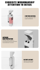 户外0.5升金属双孔壁挂式烟灰缸，优质不锈钢材质，适用于购物中心、艺术中心等场所