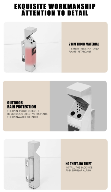 户外0.5升金属双孔壁挂式烟灰缸，优质不锈钢材质，适用于购物中心、艺术中心等场所