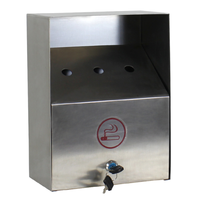 Factory Outdoor Stainless Steel Square Ashtray Receptacle Bin Wall Mounted Metal Cigarette Dust Bin