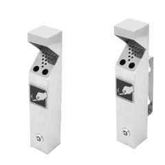 户外0.5升金属双孔壁挂式烟灰缸，优质不锈钢材质，适用于购物中心、艺术中心等场所