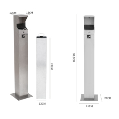Outdoor Hotel Lobby Stainless Steel Vertical Garbage Bin Windproof Ashtray Standing