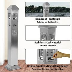 Commercial Butt Receptacle Outdoor Cigarette Ashtray Waterproof Heavy Duty Standing Ash Bin