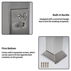 Commercial Butt Receptacle Outdoor Cigarette Ashtray Waterproof Heavy Duty Standing Ash Bin