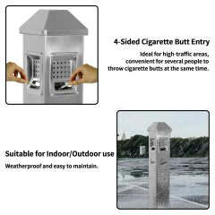 Commercial Butt Receptacle Outdoor Cigarette Ashtray Waterproof Heavy Duty Standing Ash Bin