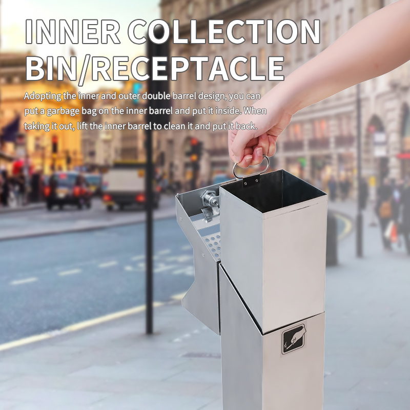 Outdoor Hotel Lobby Stainless Steel Vertical Garbage Bin Windproof Ashtray Standing