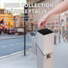 Outdoor Hotel Lobby Stainless Steel Vertical Garbage Bin Windproof Ashtray Standing