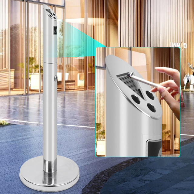 Outdoor Ashtray Smoke Ash Receptacle Stainless Steel Standing Ashtray Bin for Street Hotels Recycle Cigarette Bin