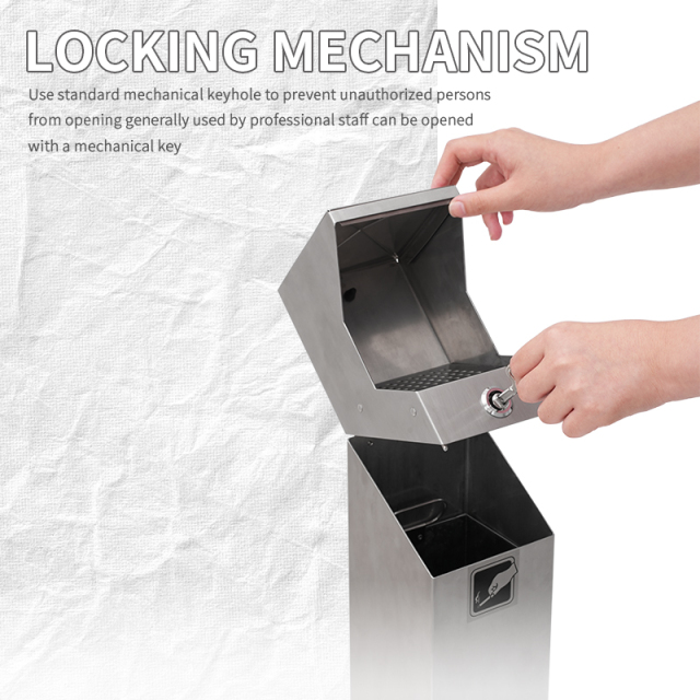 Outdoor Hotel Lobby Stainless Steel Vertical Garbage Bin Windproof Ashtray Standing