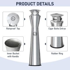 Stainless Steel Ashtray Outdoor Smoking Cigarette Bin Ashtrays Bin Modern Design Street Use Floor Standing Ashtray