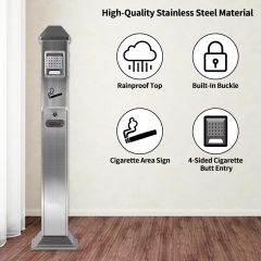 Commercial Butt Receptacle Outdoor Cigarette Ashtray Waterproof Heavy Duty Standing Ash Bin