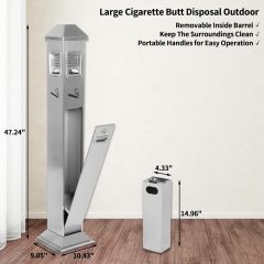 Commercial Butt Receptacle Outdoor Cigarette Ashtray Waterproof Heavy Duty Standing Ash Bin