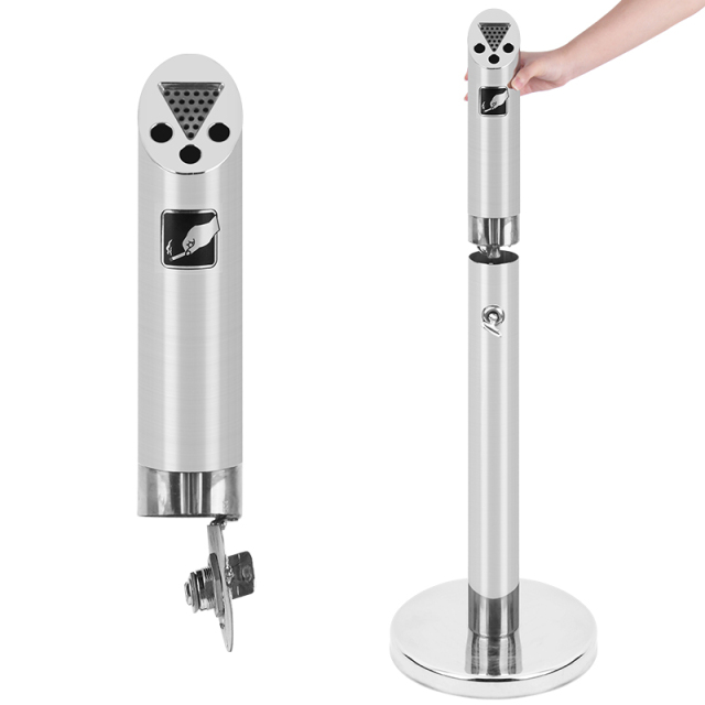 Outdoor Ashtray Smoke Ash Receptacle Stainless Steel Standing Ashtray Bin for Street Hotels Recycle Cigarette Bin