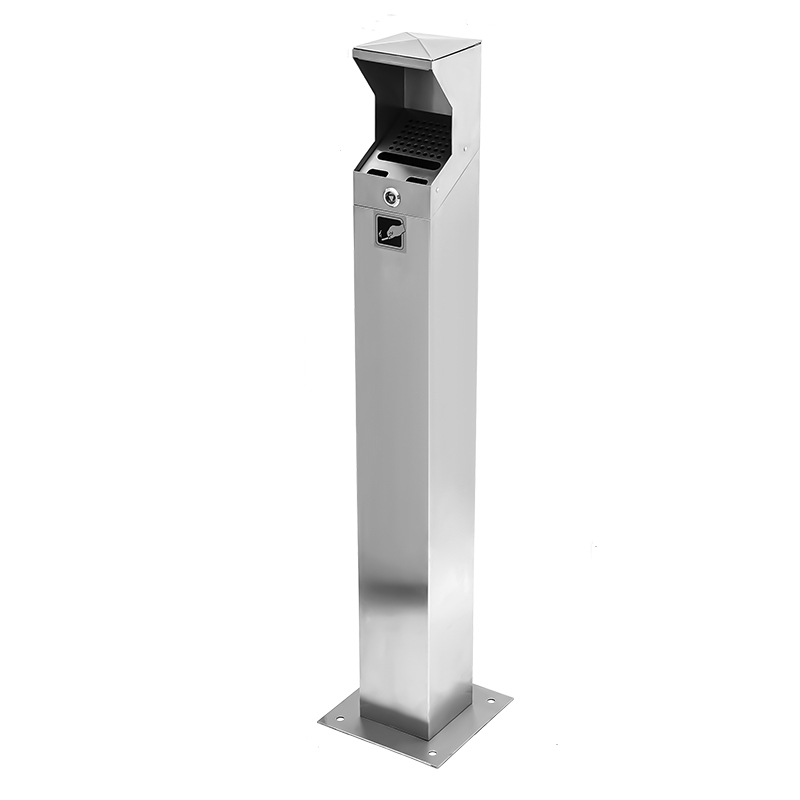 Outdoor Hotel Lobby Stainless Steel Vertical Garbage Bin Windproof Ashtray Standing