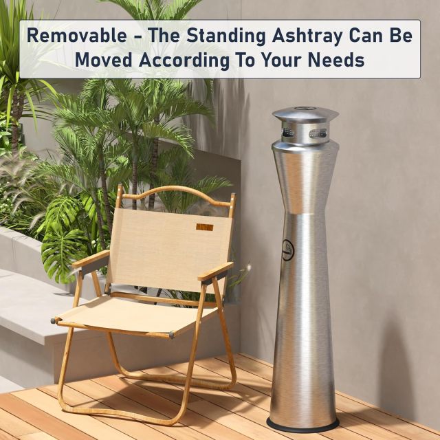 Stainless Steel Ashtray Outdoor Smoking Cigarette Bin Ashtrays Bin Modern Design Street Use Floor Standing Ashtray