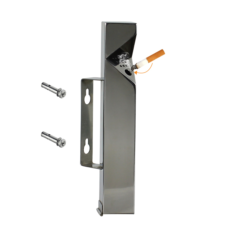 Stainless Steel Ashtray Lockable Outdoor Wall Mounted Custom Logo Cigarette Butt Bucket
