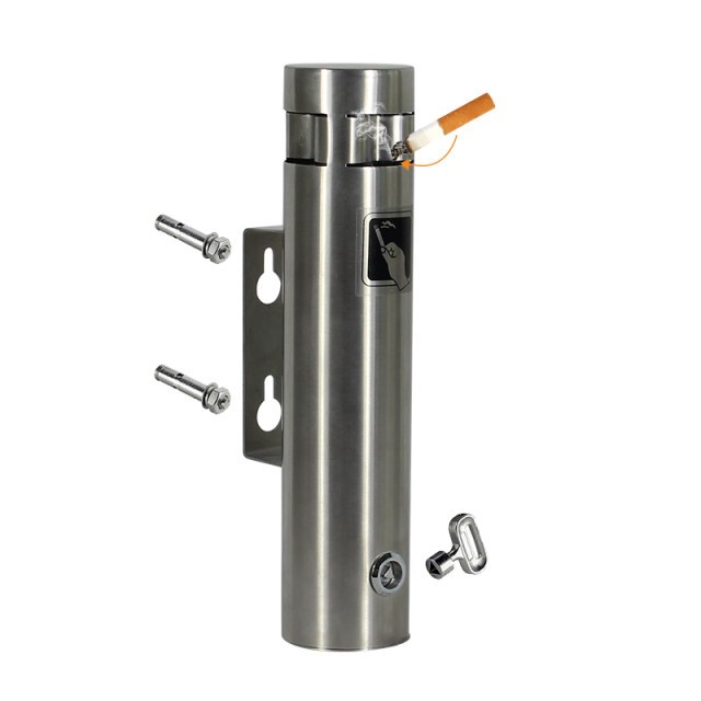 Stainless Steel Ashtray Commercial Wall Mounted Outdoor Cigarette Butt Receptacle Box