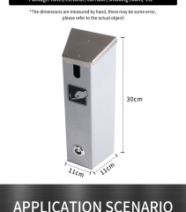 Outdoor Ashtray Wall Cigarette Receptacles Wall-Mounted Smokers' Outpost Metal Stainless Steel Ash Bin