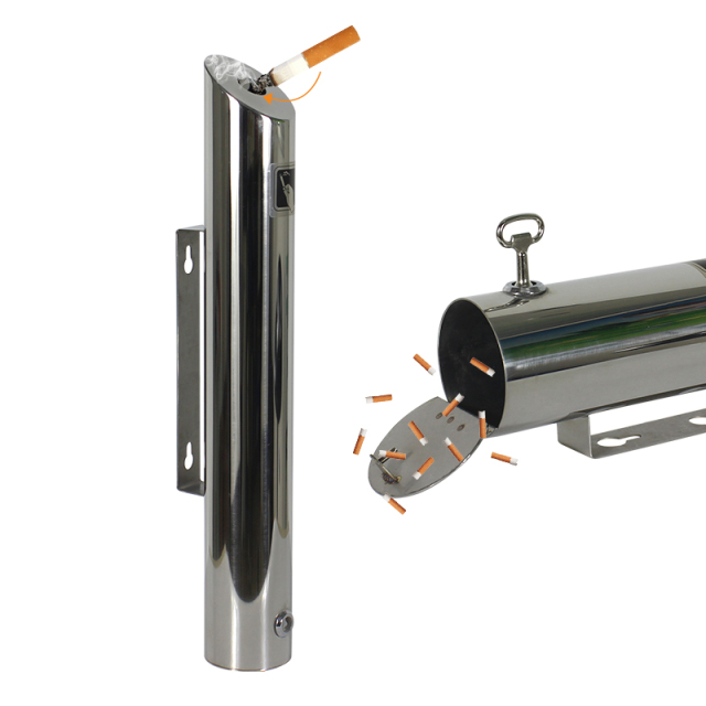 Outdoor Ashtray Wall-Mount Ashtray Stainless Steel Cigarette Butt Commercial Smoking Receptacles