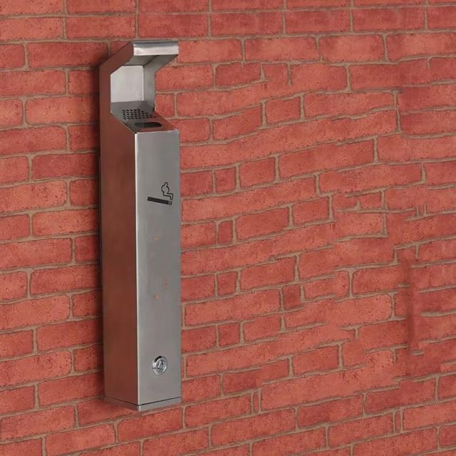 Stainless Steel Hanging Ashtray Cigarette Bin Key Locking Ashtray Luxury Ashtray Outdoor Wall-Mounted Ashtray