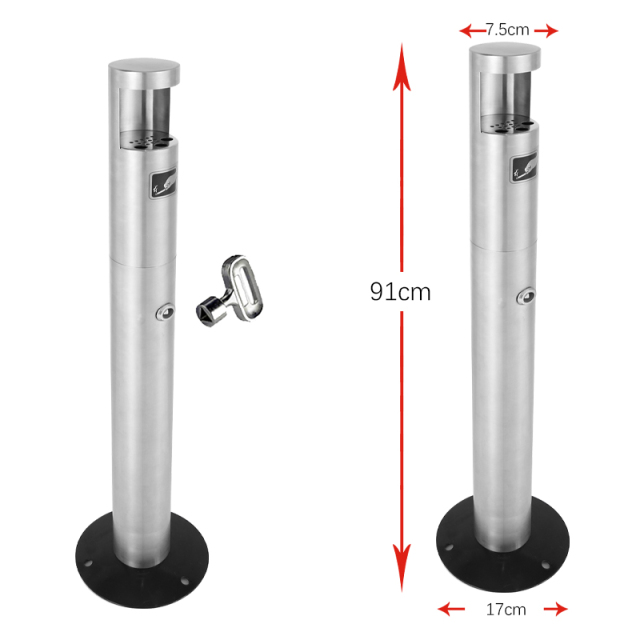 Standing Ashtray Outdoor Post Windproof Stand Ashtray Stainless Steel Vertical Cigarette Butt