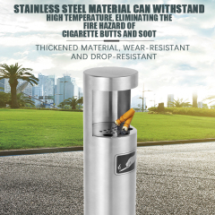 Standing Ashtray Outdoor Post Windproof Stand Ashtray Stainless Steel Vertical Cigarette Butt