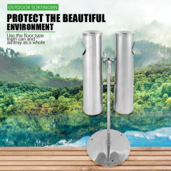 不锈钢双层防风烟灰缸适用于人行道公共场所可收集香烟垃圾重型烟灰缸