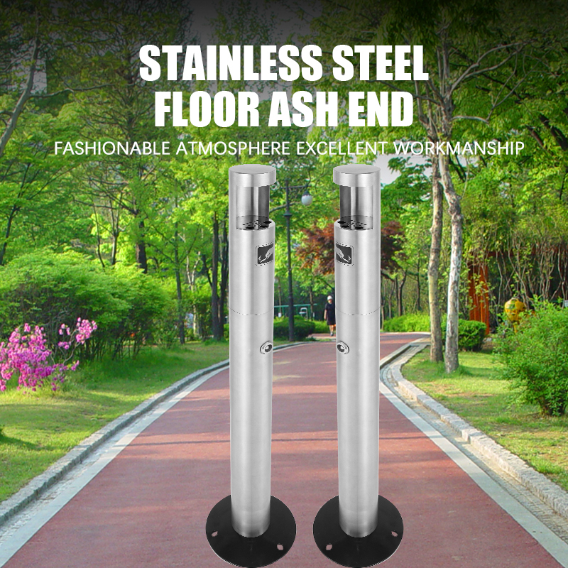 Standing Ashtray Outdoor Post Windproof Stand Ashtray Stainless Steel Vertical Cigarette Butt