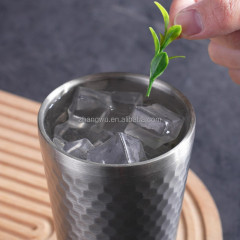 450ml Wholesale Luxury Hammered 304 Stainless Steel Wine Cup 400ml Unbreakable Nordic Style Cocktail Tumbler for Hotel Bar