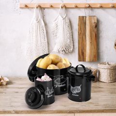 Kitchen Set of 3 Vegetable Potato Onion and Garlic Pots, Storage Box Canister, Onion Garlic Jar Containers